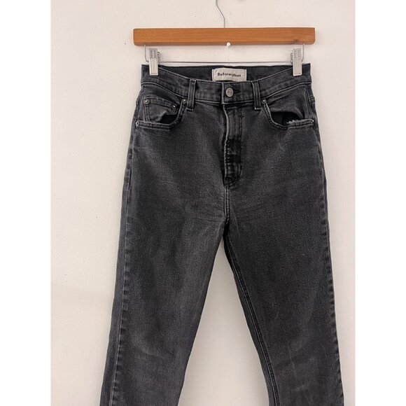 Womens Reformation Charcoal Gray Straight Leg Raw Hem Jeans size 28 - Picture 2 of 8